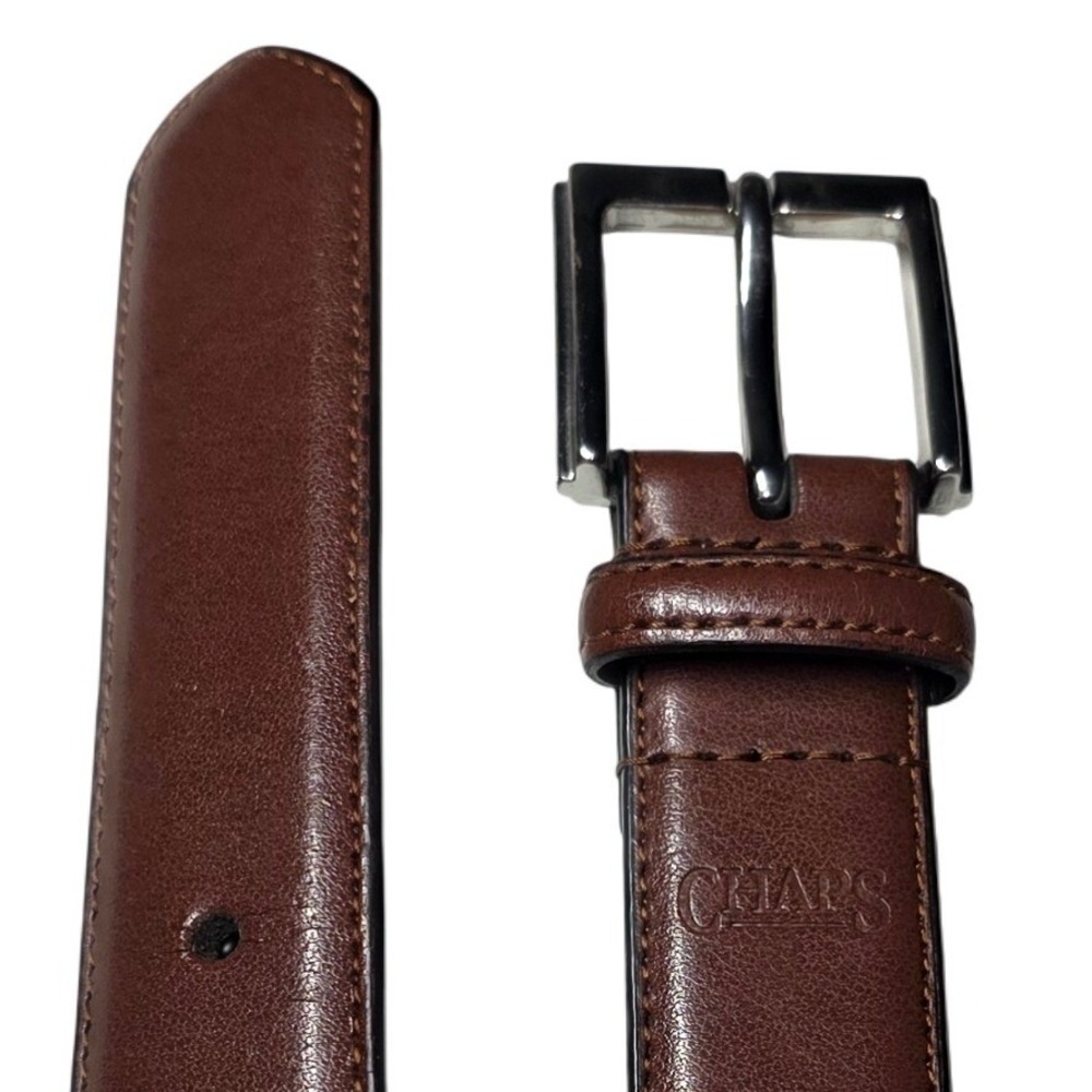 Chaps Mens Brown Leather Belt Silver Buckle Size 38 4700290971 11863